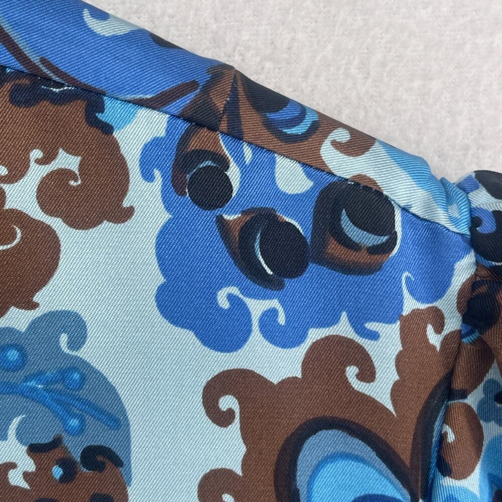 J.CREW Dress 12 Emma Silk Peacock Paisley Print Shift Mini Puff Sleeve Blue - Picture 7 of 12
